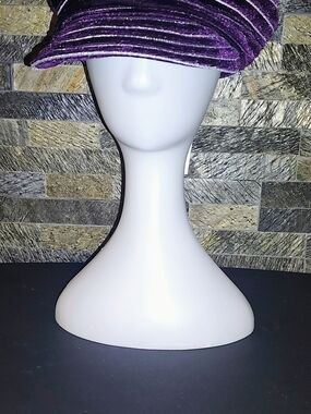 Purple & Silver Velvet Applejack Hat - Women Accessories NEW